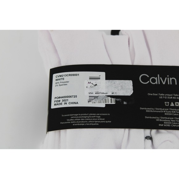 Calvin Klein Men's Size 7-12 Cushion Crew Socks 5 Pairs White Black Logo New - Picture 3 of 5